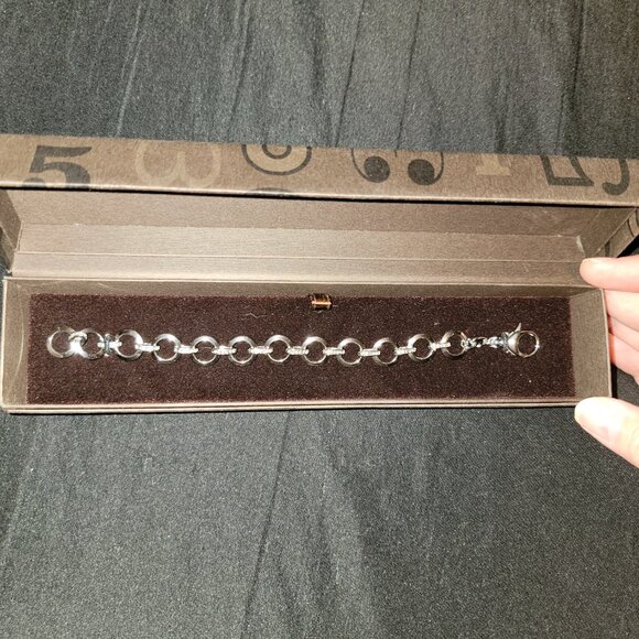 Fossil Glitz Charm Bracelet Silver Rhinestone OC Tanner New! Pretty - Picture 2 of 7